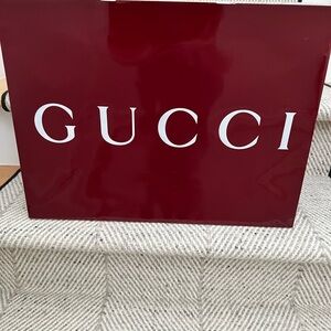 Gucci Deep Red Glossy Shopping Bag with White Logo